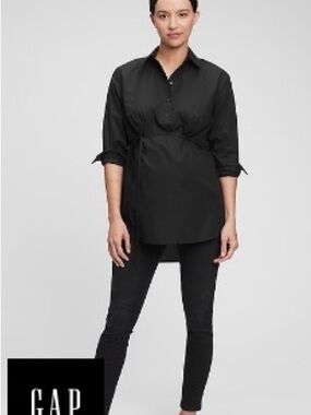 NWOT Gap Maternity Women’s Black Button-Front Tunic Shirt